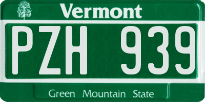 VT license plate PZH939