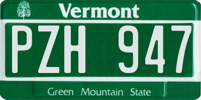 VT license plate PZH947