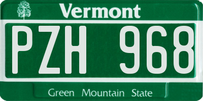 VT license plate PZH968