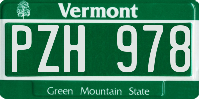 VT license plate PZH978