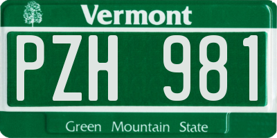 VT license plate PZH981
