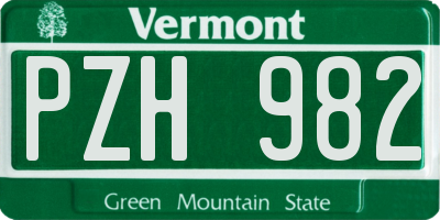 VT license plate PZH982