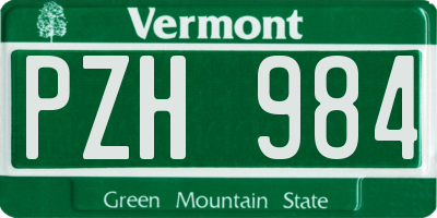 VT license plate PZH984