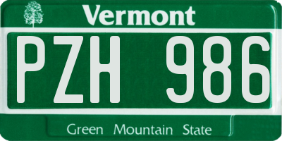 VT license plate PZH986
