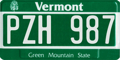 VT license plate PZH987