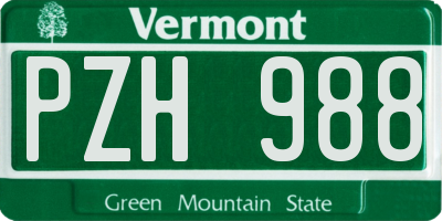 VT license plate PZH988
