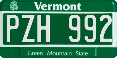 VT license plate PZH992