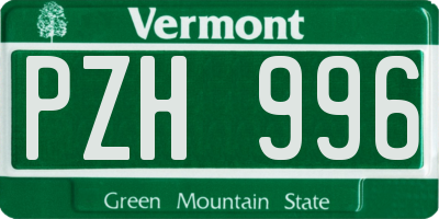 VT license plate PZH996