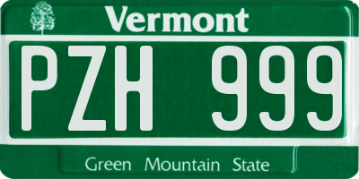 VT license plate PZH999