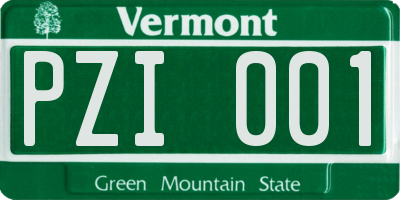 VT license plate PZI001