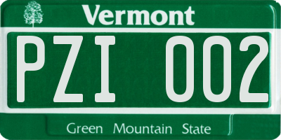 VT license plate PZI002