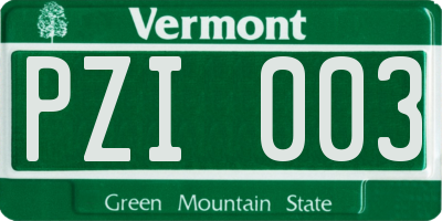 VT license plate PZI003