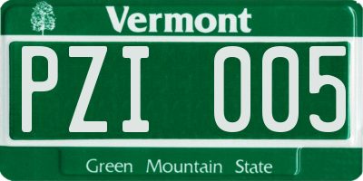 VT license plate PZI005