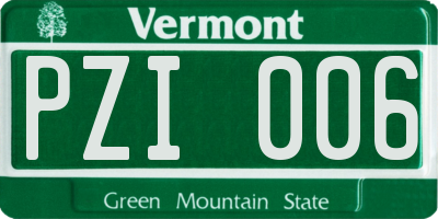 VT license plate PZI006