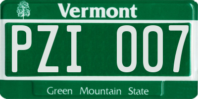 VT license plate PZI007