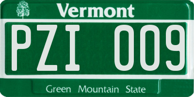 VT license plate PZI009