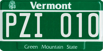 VT license plate PZI010
