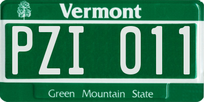 VT license plate PZI011