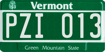 VT license plate PZI013