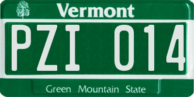 VT license plate PZI014
