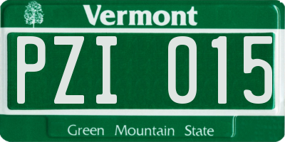 VT license plate PZI015