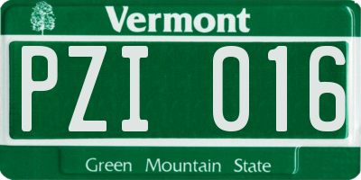 VT license plate PZI016