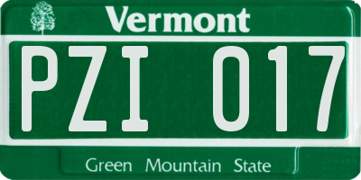 VT license plate PZI017