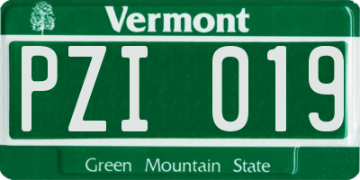 VT license plate PZI019