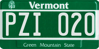 VT license plate PZI020