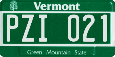 VT license plate PZI021