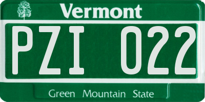 VT license plate PZI022