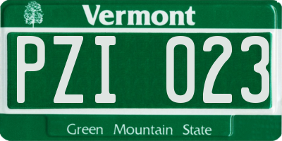 VT license plate PZI023