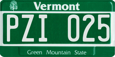VT license plate PZI025