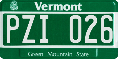 VT license plate PZI026