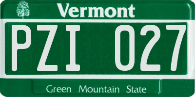 VT license plate PZI027