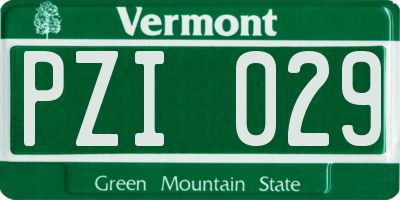 VT license plate PZI029