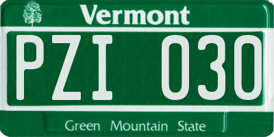 VT license plate PZI030