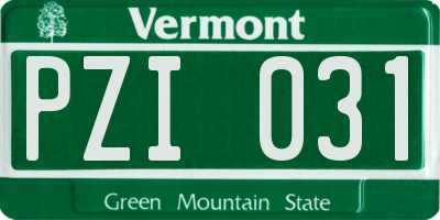 VT license plate PZI031