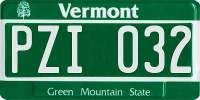 VT license plate PZI032
