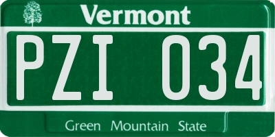 VT license plate PZI034
