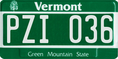 VT license plate PZI036