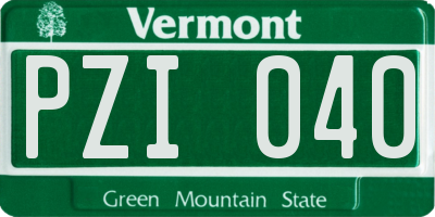 VT license plate PZI040