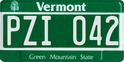 VT license plate PZI042