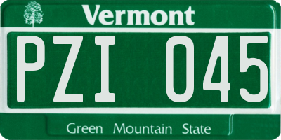VT license plate PZI045