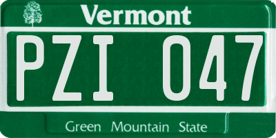 VT license plate PZI047