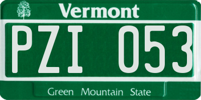 VT license plate PZI053