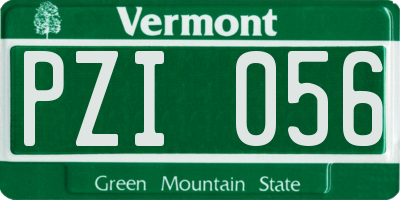 VT license plate PZI056