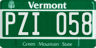 VT license plate PZI058