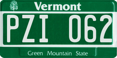 VT license plate PZI062