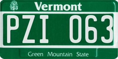 VT license plate PZI063